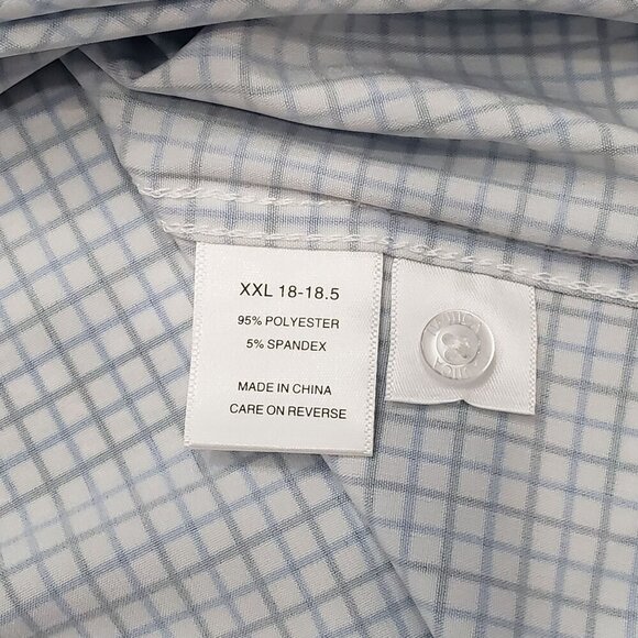 Nautica Performance Dress Shirt SS Blue Check Stretch Cooling Mens XXL 2XL NWT - Picture 9 of 12
